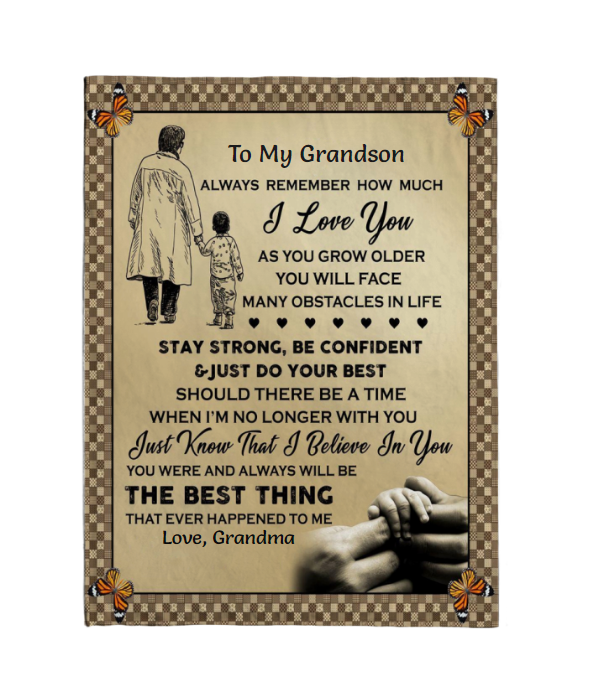 Personalized To My Grandson Blanket From Grandpa Grandma Always